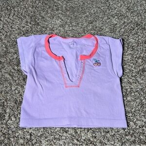 Urban Outfitters M/L Out from Under Go for Gold Cherry Cropped Ribbed Plunge Top